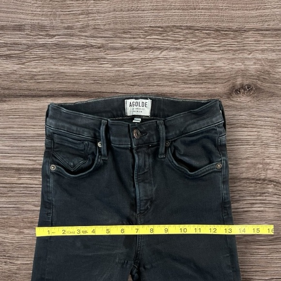 AGOLDE Sophie High Rise Skinny Ruthless Black Distressed Jeans Sz: 25 - Picture 9 of 12